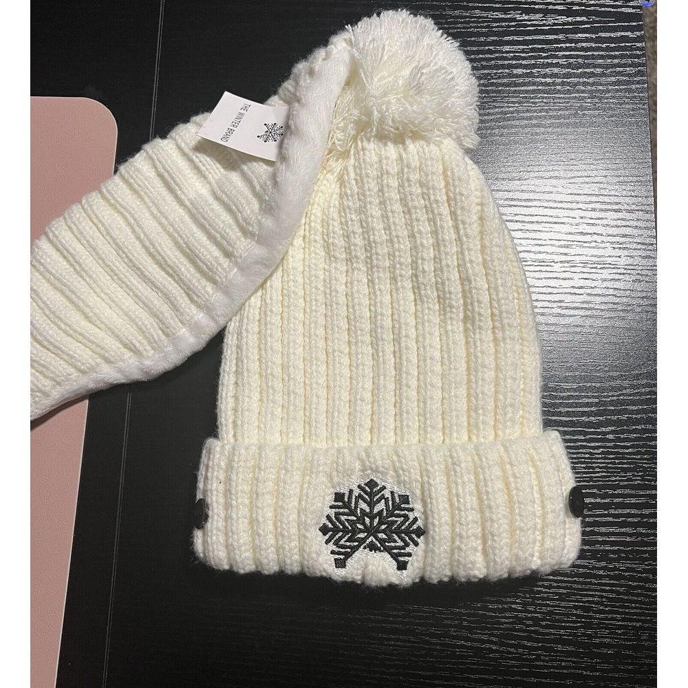 THE WINTER BRAND‎ BEANIE & MASK * IVORY + EMBROIDERED LOGO * NWT $20